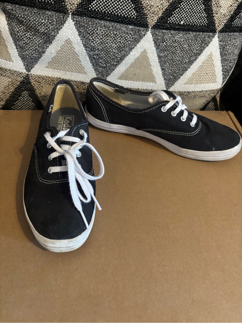 Keds Black Canvas Low-Top Sneakers with White Laces